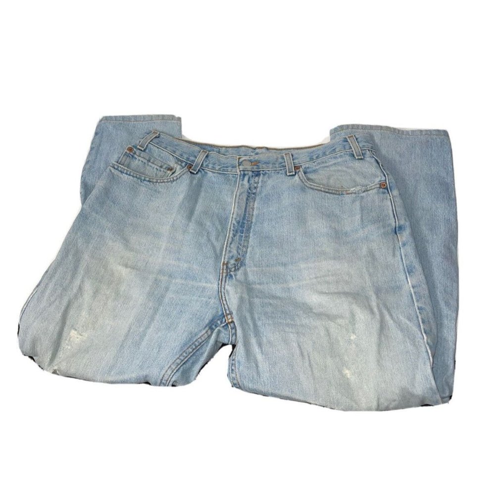 Vtg Levis Mens 505 Jeans Sz 36x30 (36x29) Straight Light Wash Distressed READ
